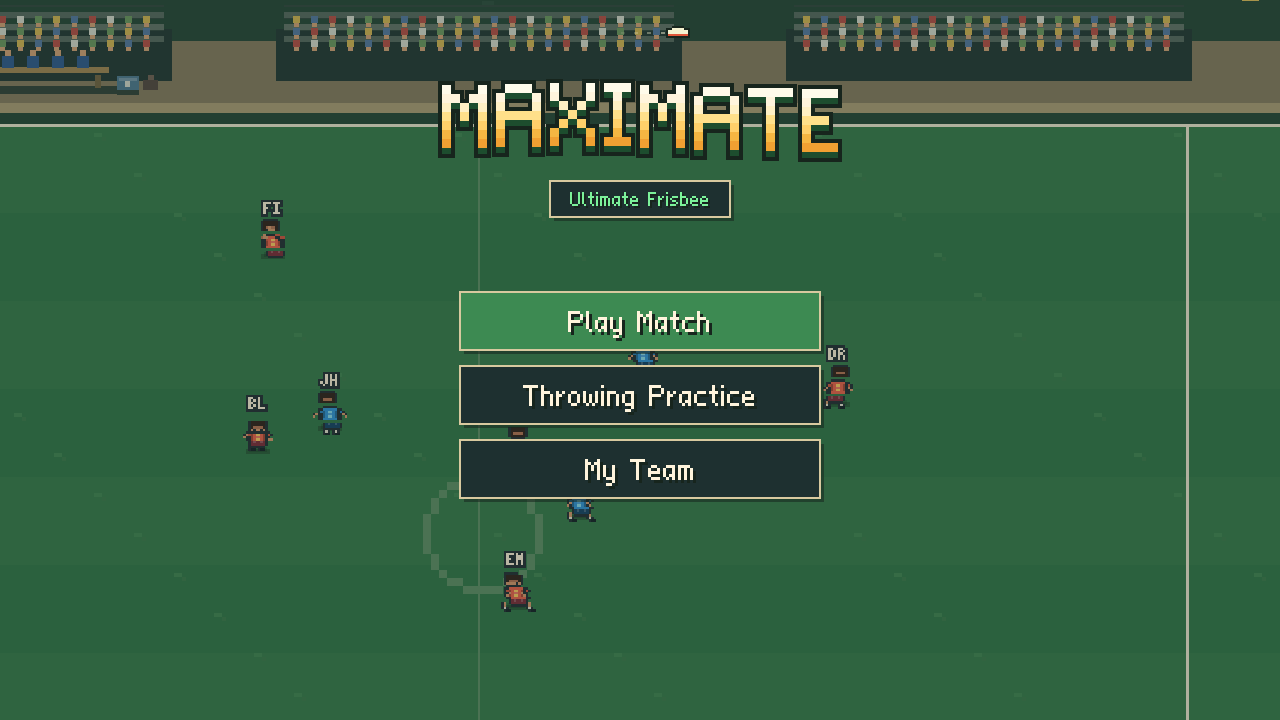 Restyled MAXIMATE main menu over a live field