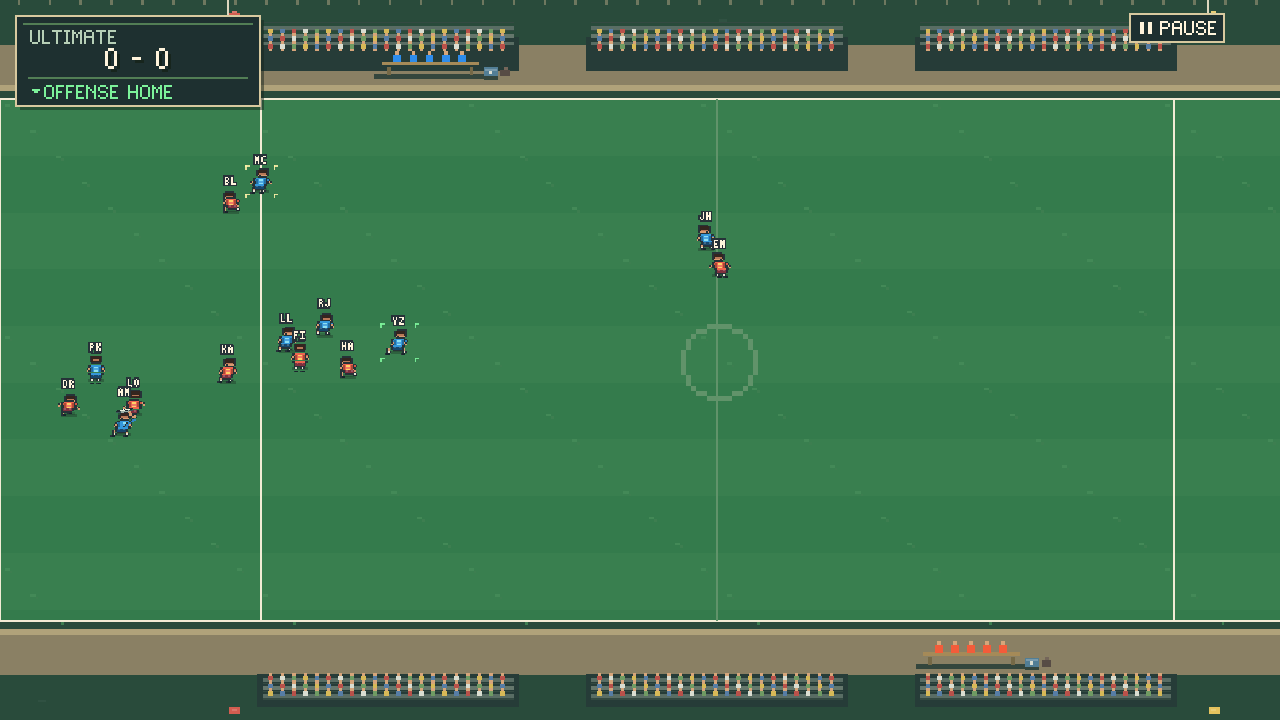 Offense spread out in a stack during a match