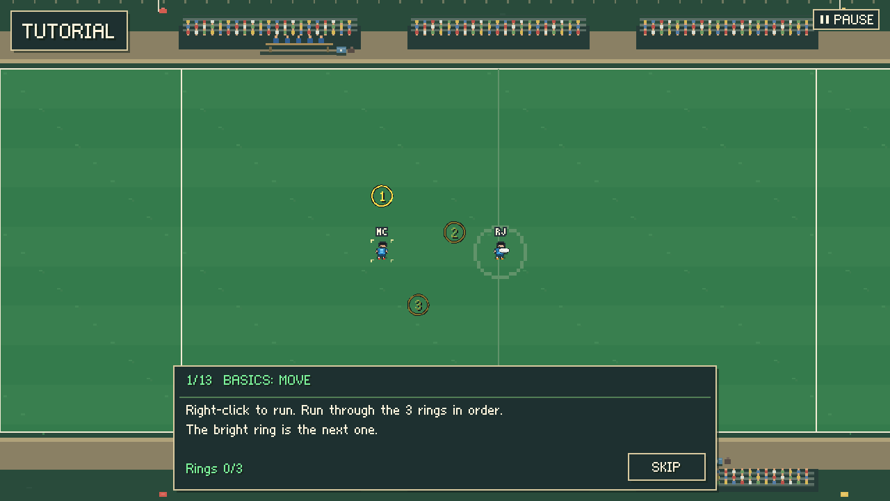 The tutorial's first step: run through three rings