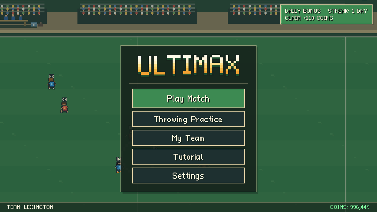 Main menu with the new daily login bonus in the corner
