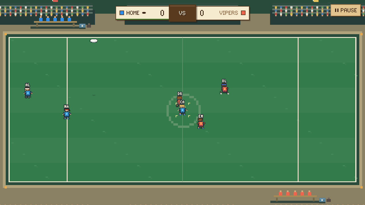 A 3v3 match with the whole field in view
