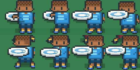 Two throws frame by frame: the thrower steps out and swings the disc low across the body
